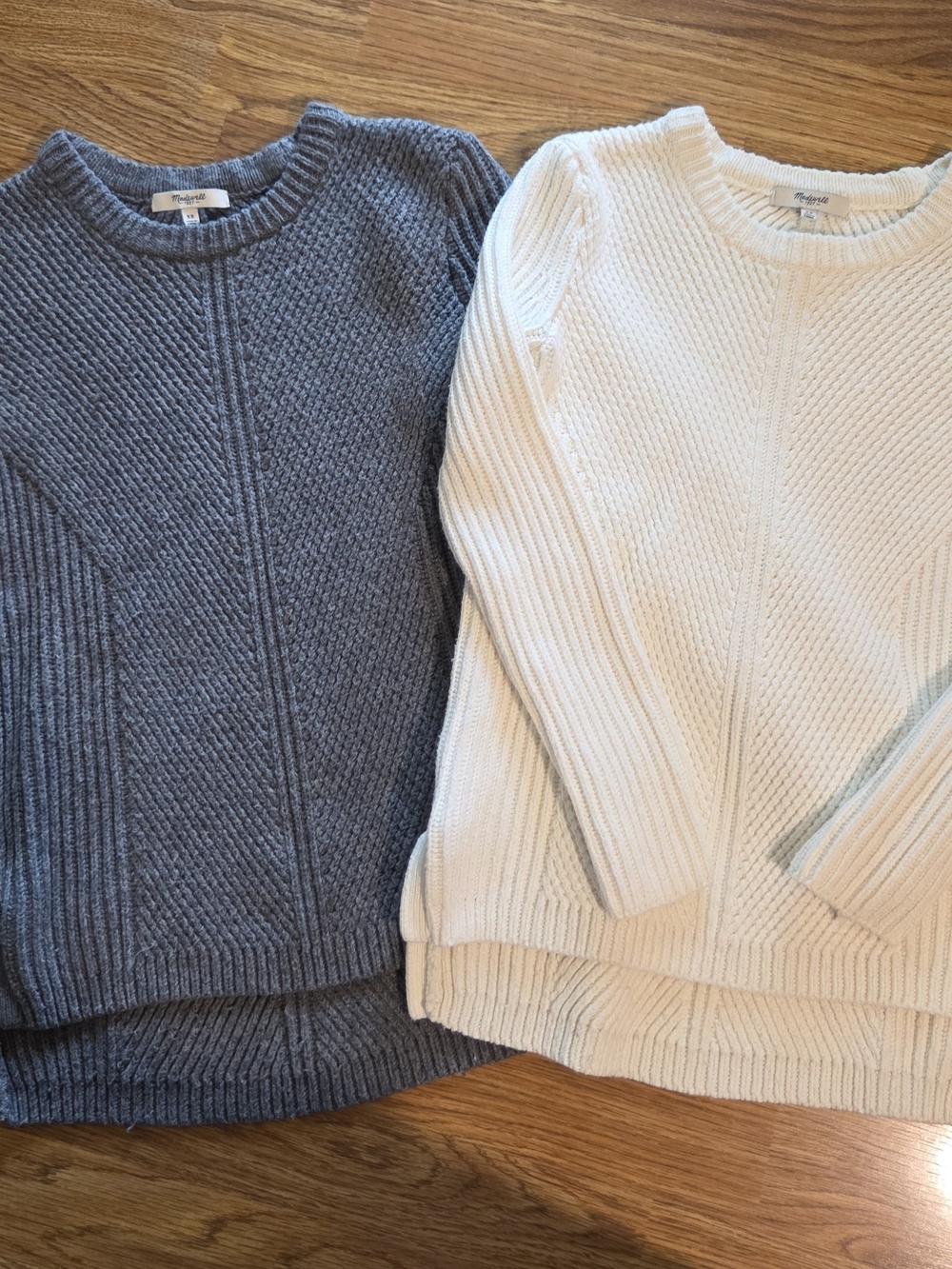 Bundle Of 2 Madewell Ribbed Crewneck Sweaters — Gray & Off-White